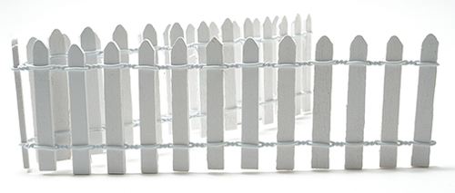 Dollhouse Miniature 2 Inch White Picket Fence, 18 In Long